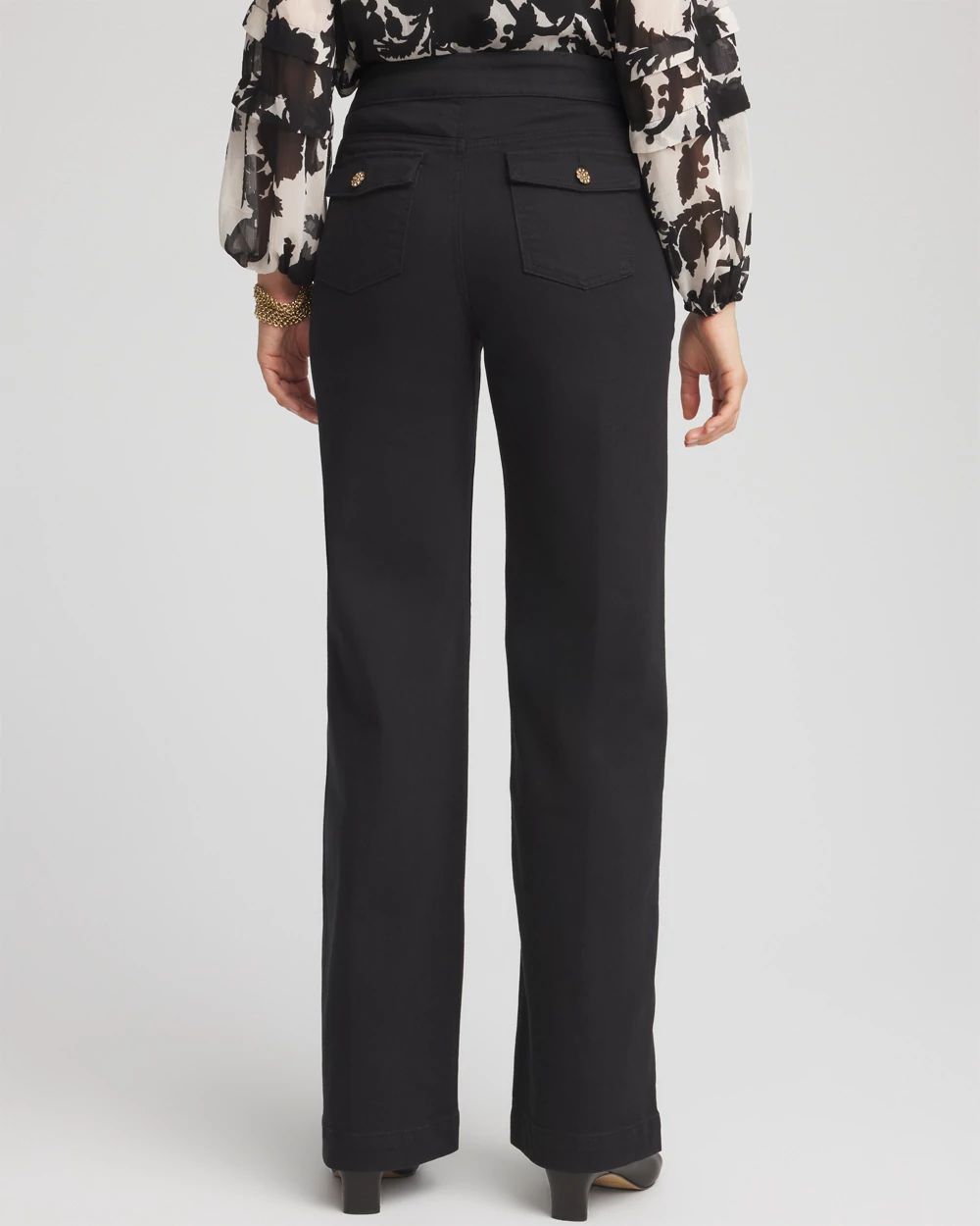 Petite Embellished Wide Leg Pull On Jeans