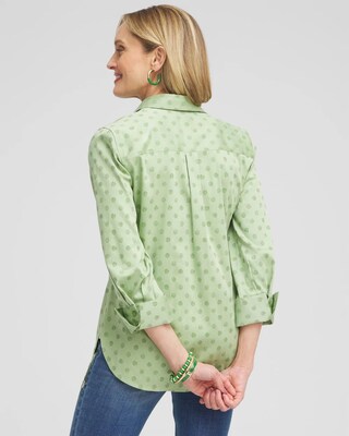 No Iron™ Stretch Dot Print 3/4 Sleeve Shirt