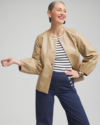 Balloon Sleeve Faux Leather Jacket