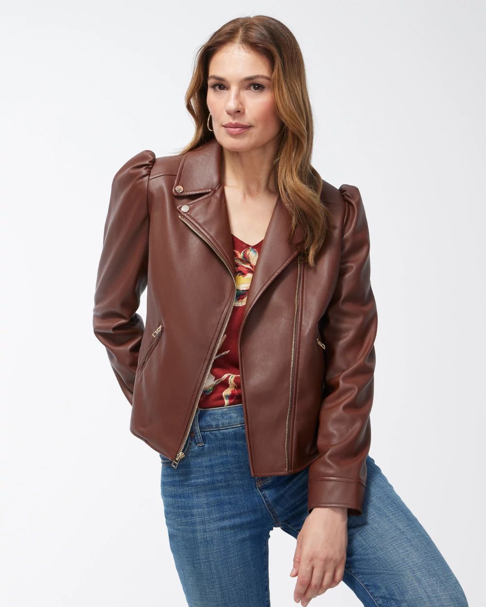 Faux Leather Cropped Moto Jacket
