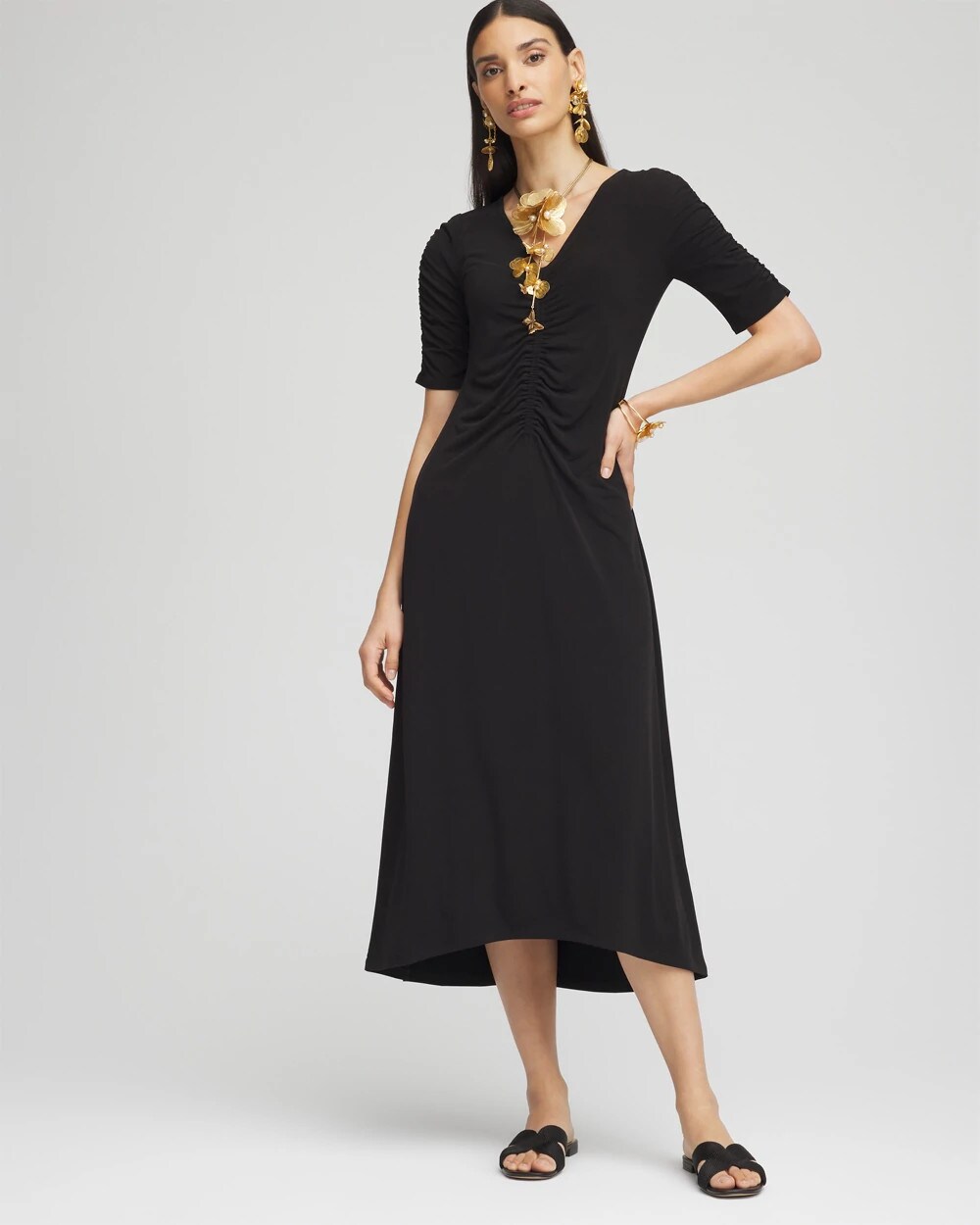 knee length dresses for ladies marie jersey ruched midi dress main image 1