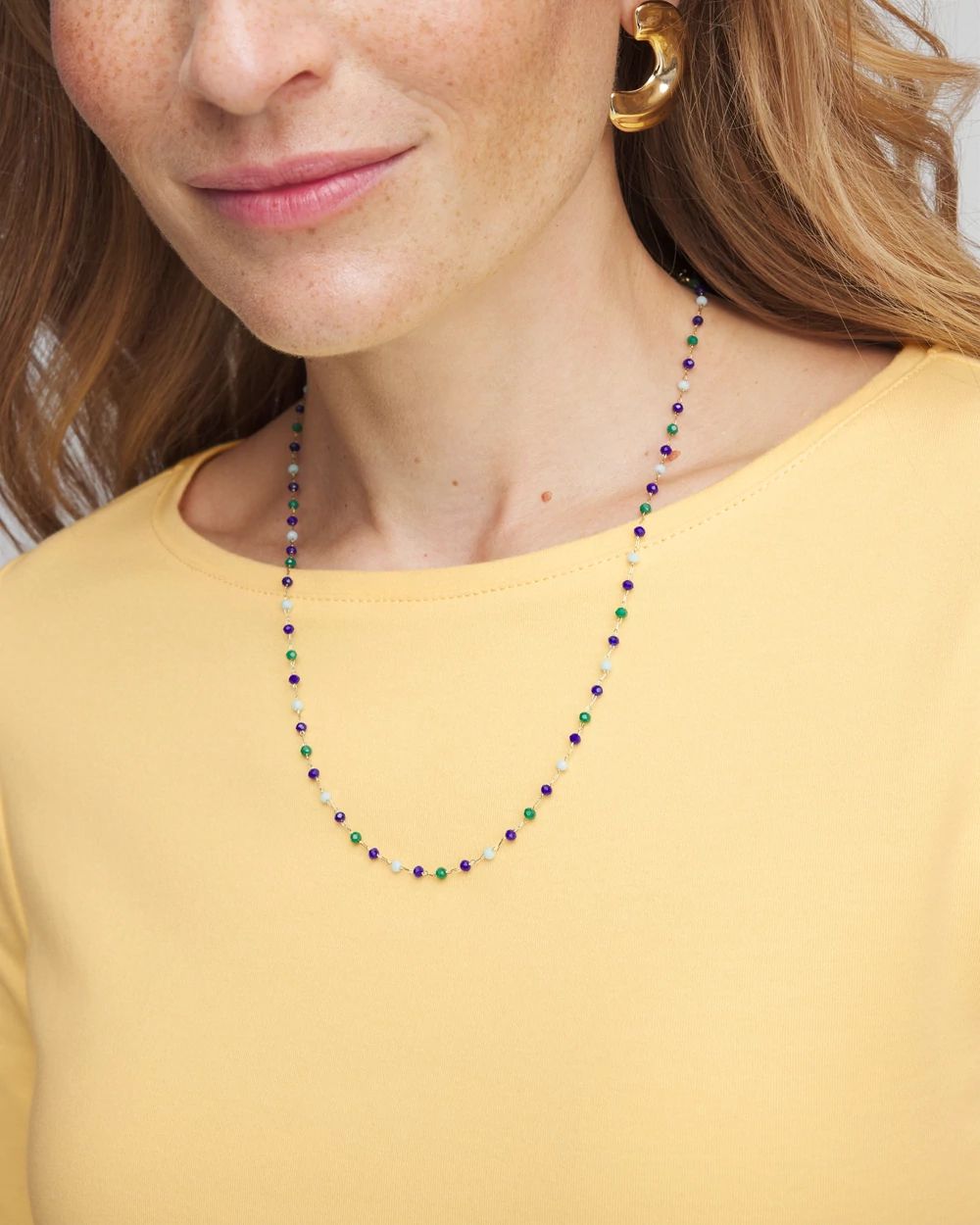 Multistrand Pearl & Blue Necklace click to view larger image.