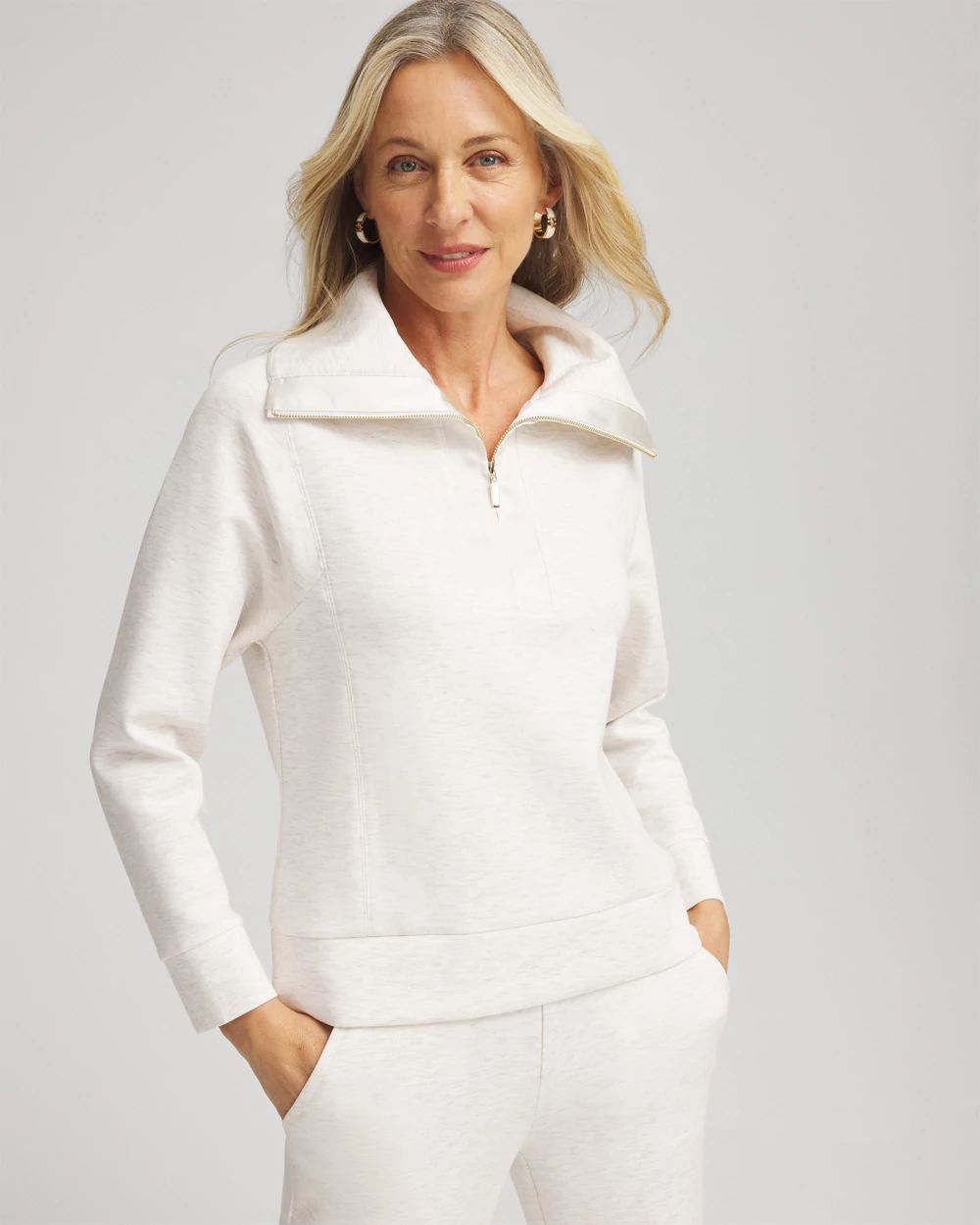 Zenergy® Heathered Scuba Satin Trim Sweatshirt