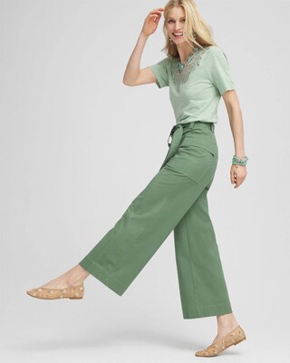 Belted Twill Utility Cropped Pants click to view larger image.