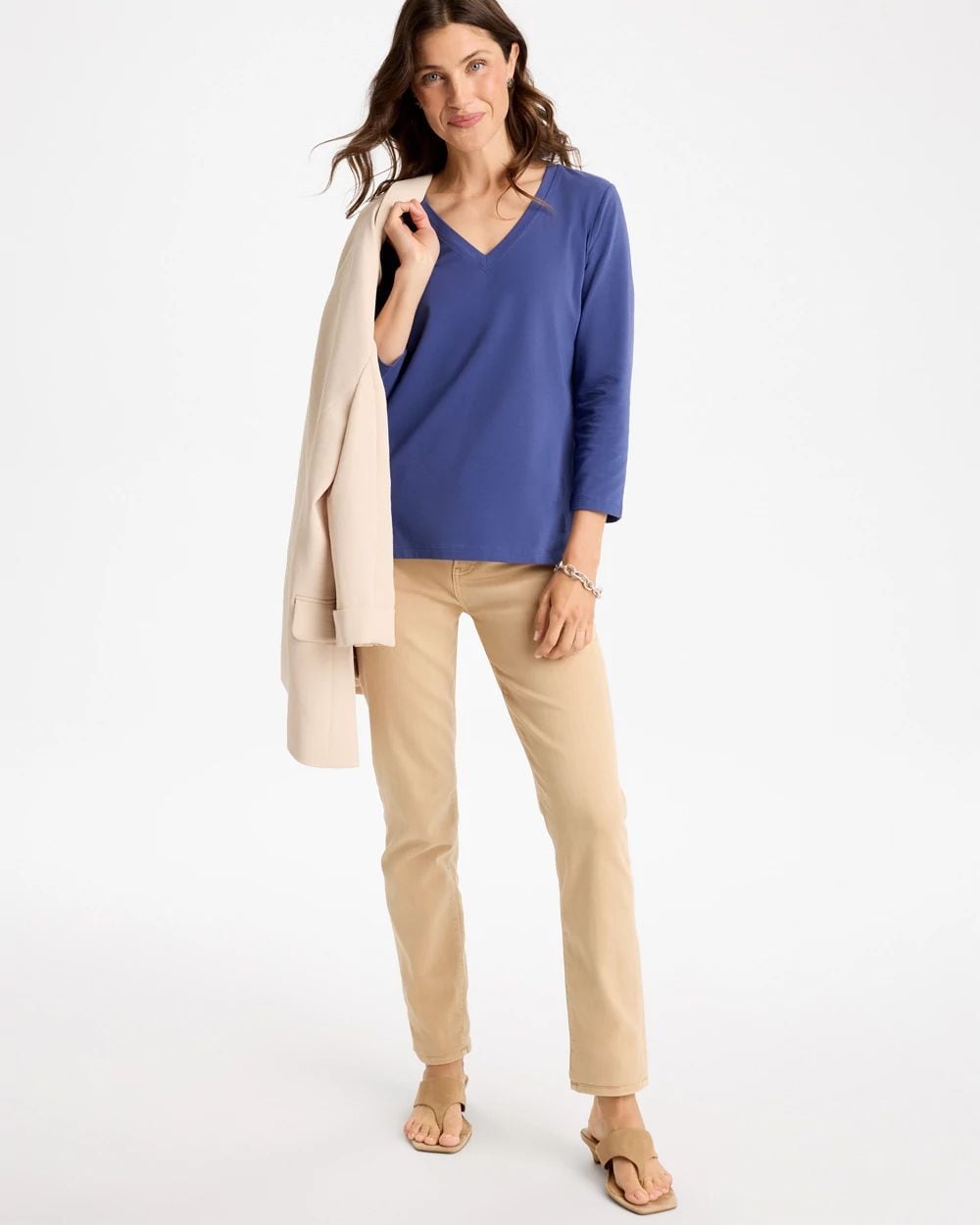Cotton Stretch 3/4 Sleeve Tee click to view larger image.