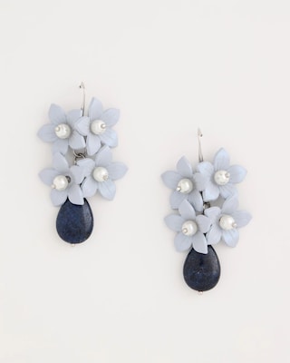 Lapis Lazuli Stone Flower Earrings