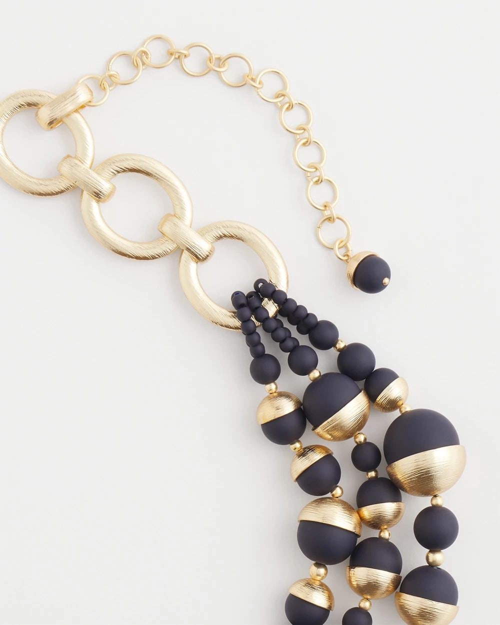 Gold & Navy Bead Necklace