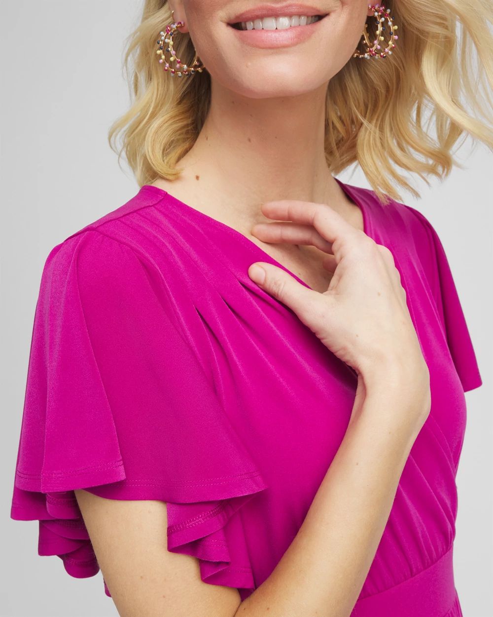 Flutter Sleeved Jersey Maxi Dress