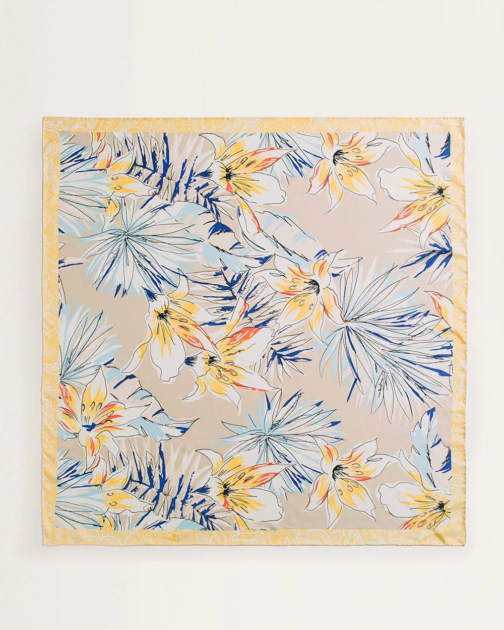 Floral Print Silk Square Scarf