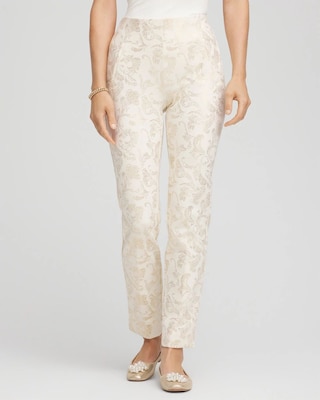 Juliet Golden Foiled Slim Ankle Pants