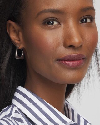 No Droop® Silver Tone Square Hoops click to view larger image.