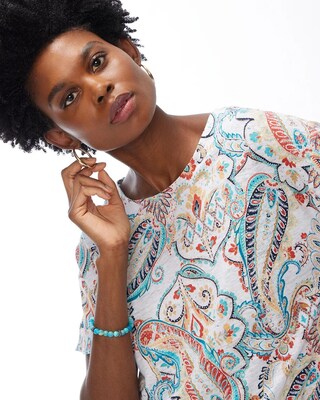 Linen Paisley Relaxed Tee