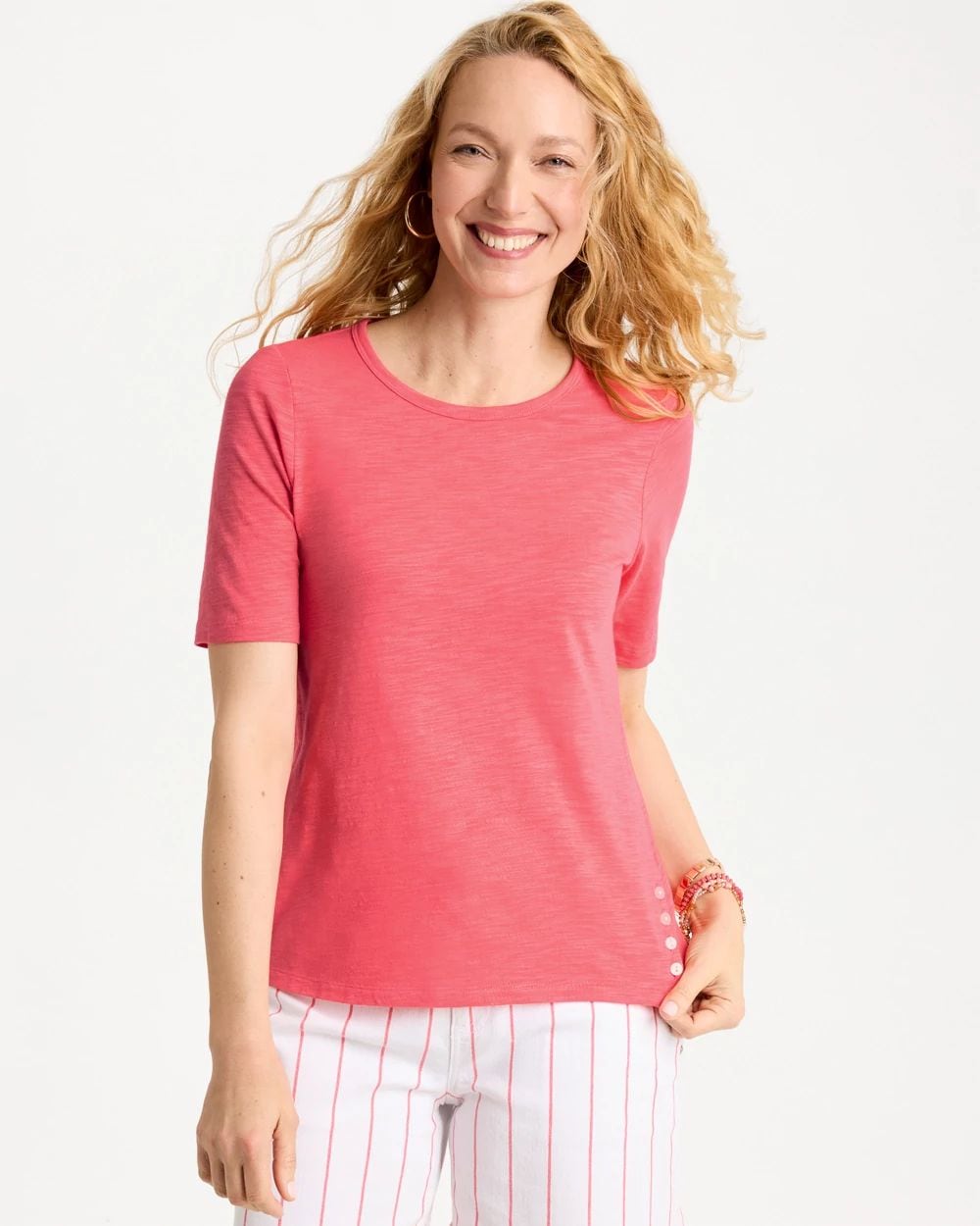 Slub Crewneck Button Tee