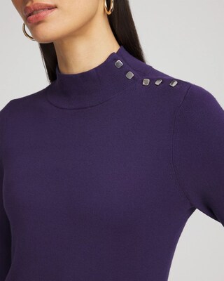 Ecovero™ Button Mock Neck Sweater click to view larger image.
