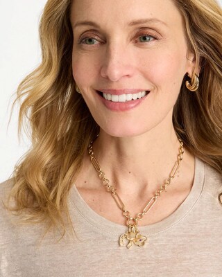 Link Charm Golden Necklace click to view larger image.