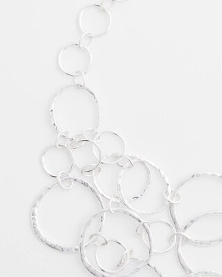 Short Silvertone Multi-Strand Link Necklace click to view larger image.