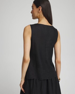Linen Eyelet Scallop Hem Tank click to view larger image.