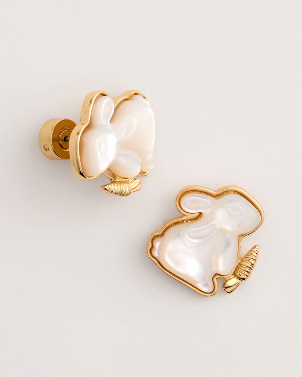 White Pearl Bunny Stud Earrings