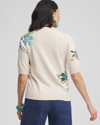 Embroidered Palms Cardigan