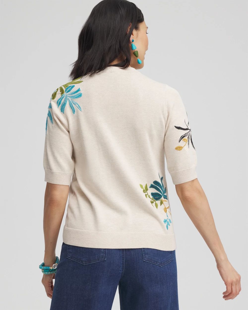 Embroidered Palms Cardigan