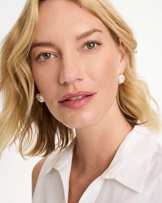 Pearlescent Golden Rimmed Stud Earrings click to view larger image.