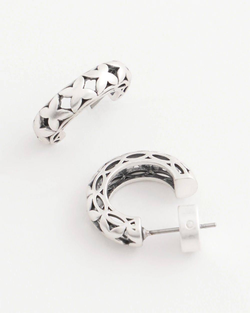 No Droop® Textured Silver Tone Hoop Earrings