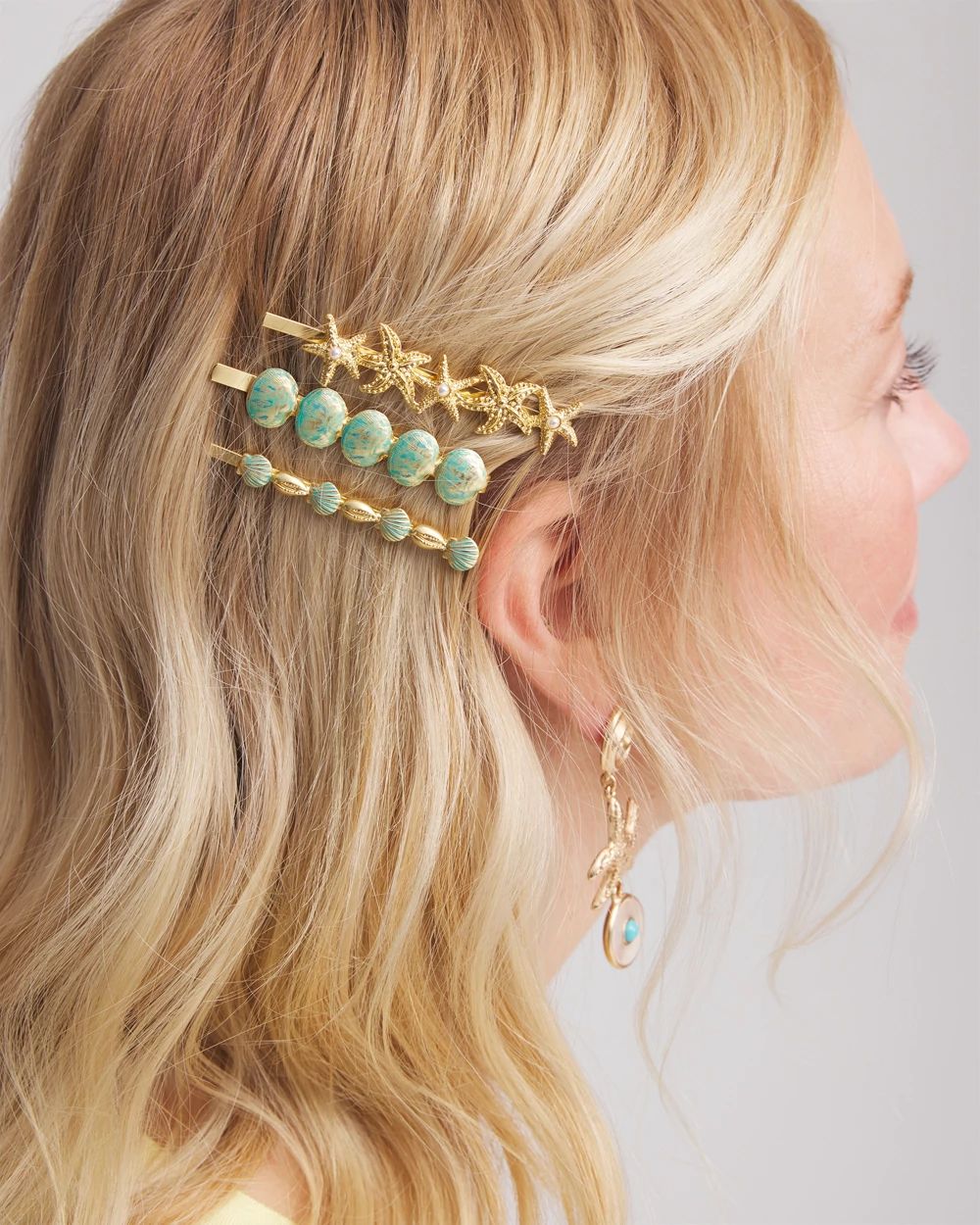 Goldtone Ocean Motif Hair Pins