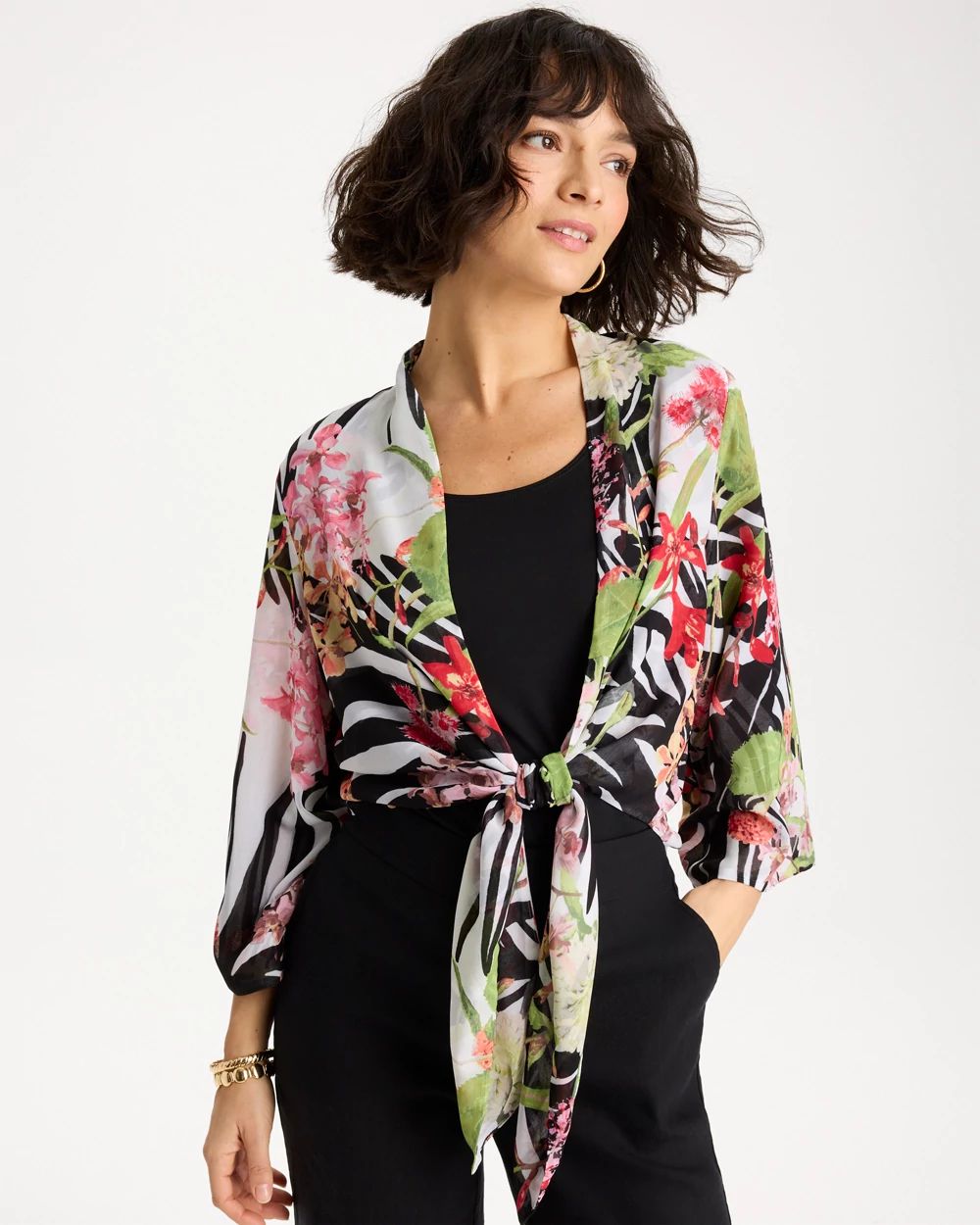 Georgette Tie-Front Kimono