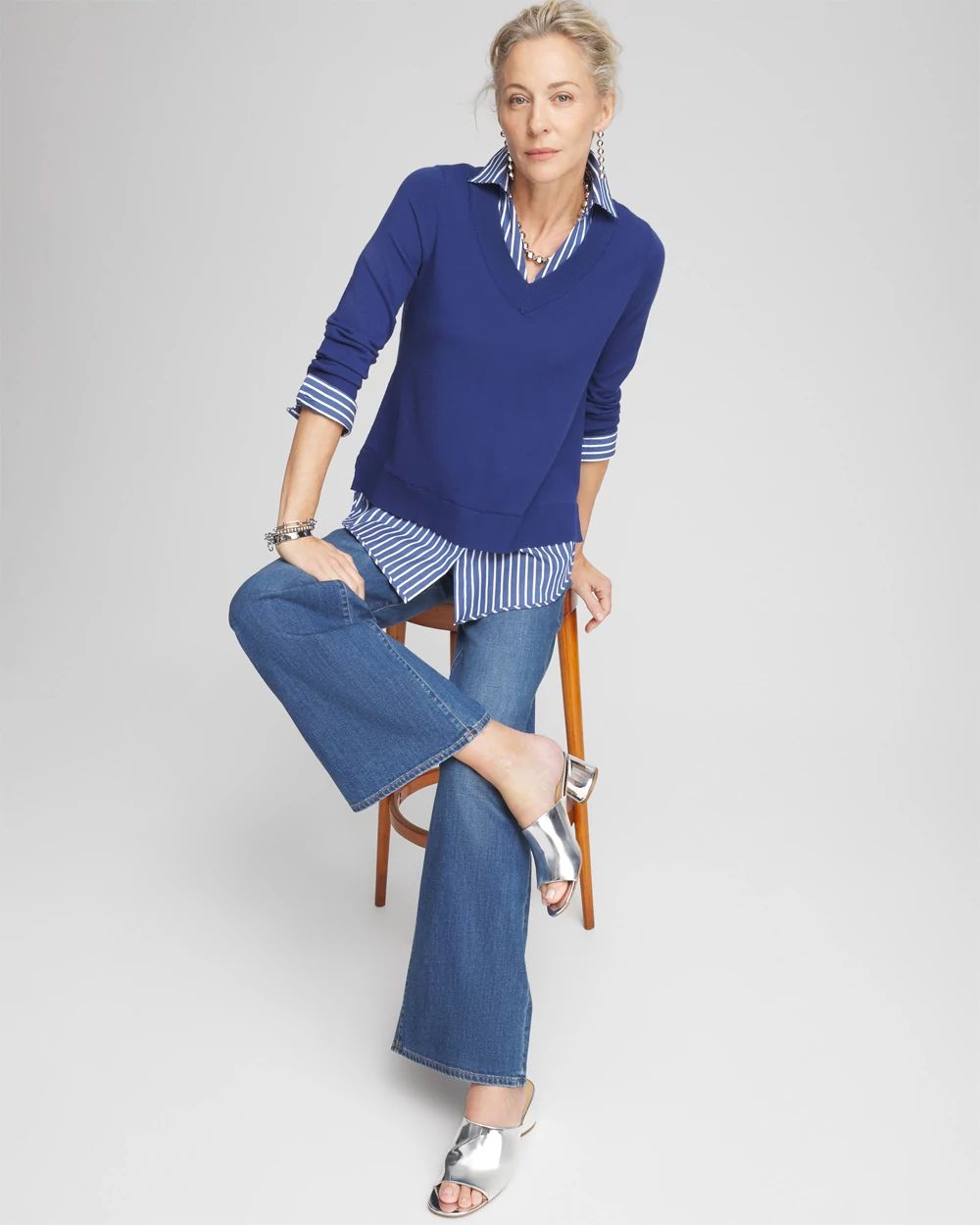 Built-In Shirt Knit Sweater click to view larger image.
