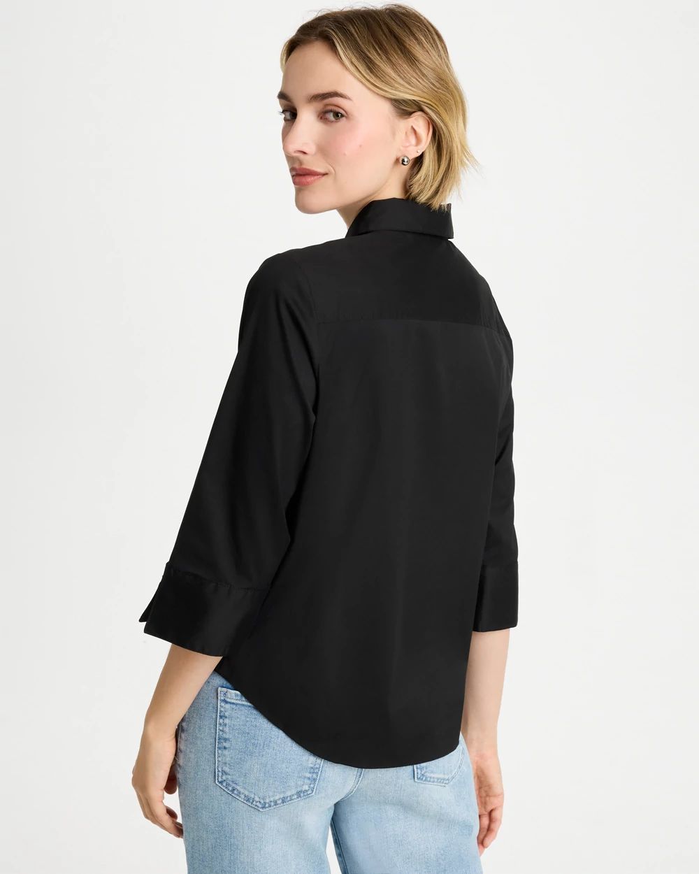 Poplin Cotton Tie-Front Top