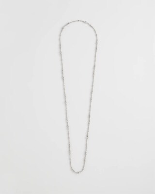 Silvertone Long Beaded Necklace click to view larger image.