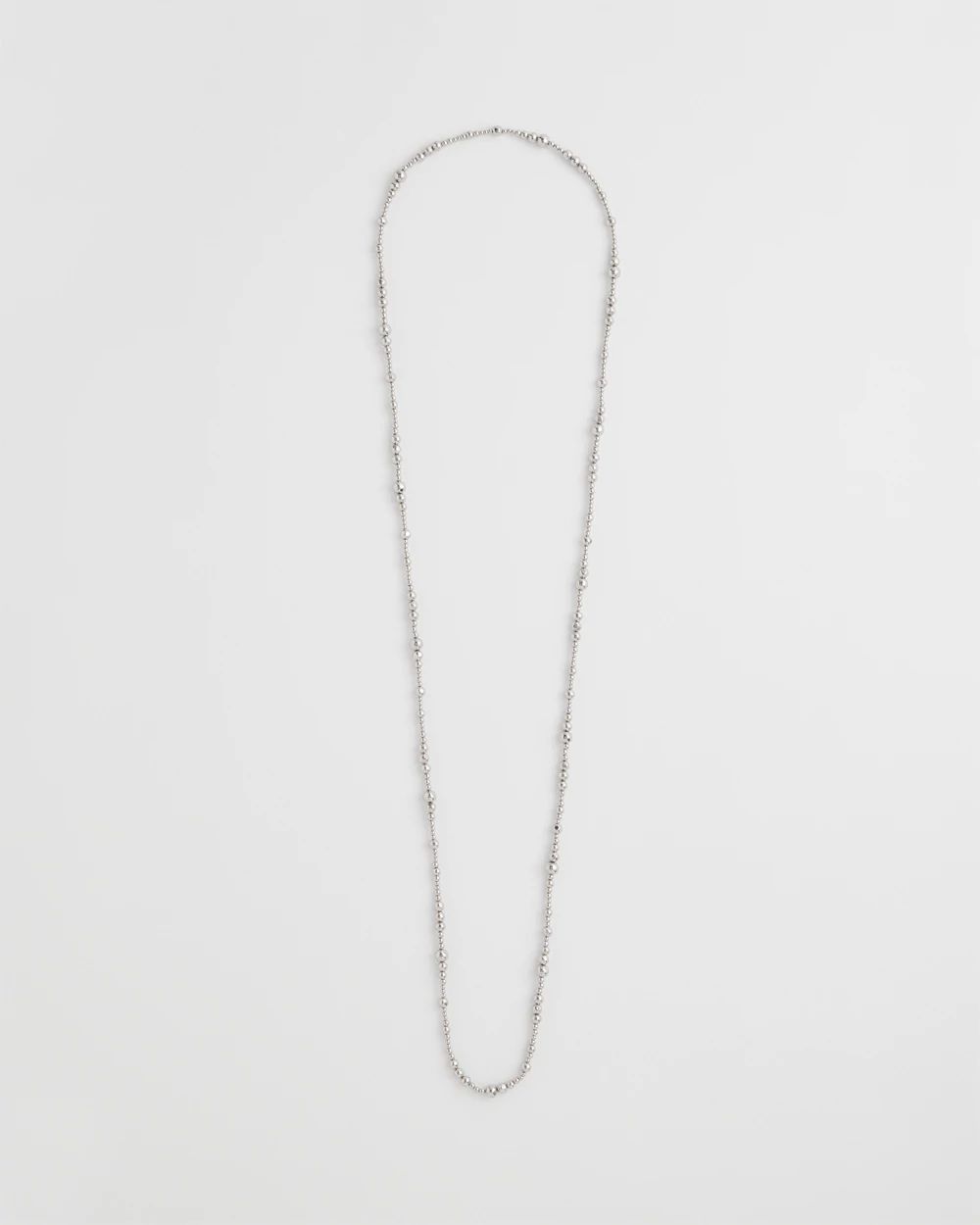 Silvertone Long Beaded Necklace