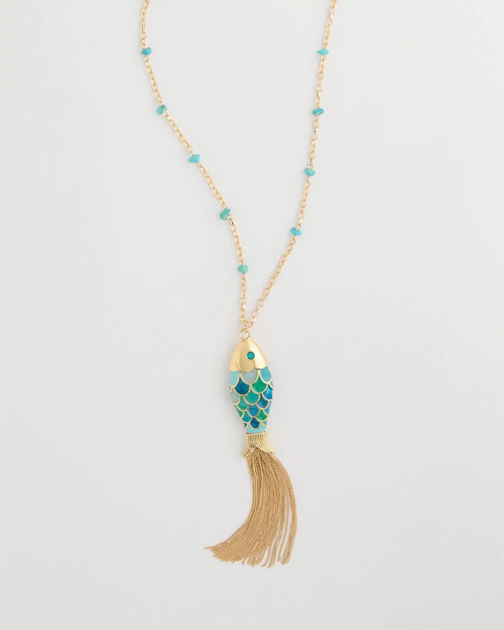 Tassel Fish Pendant Necklace click to view larger image.