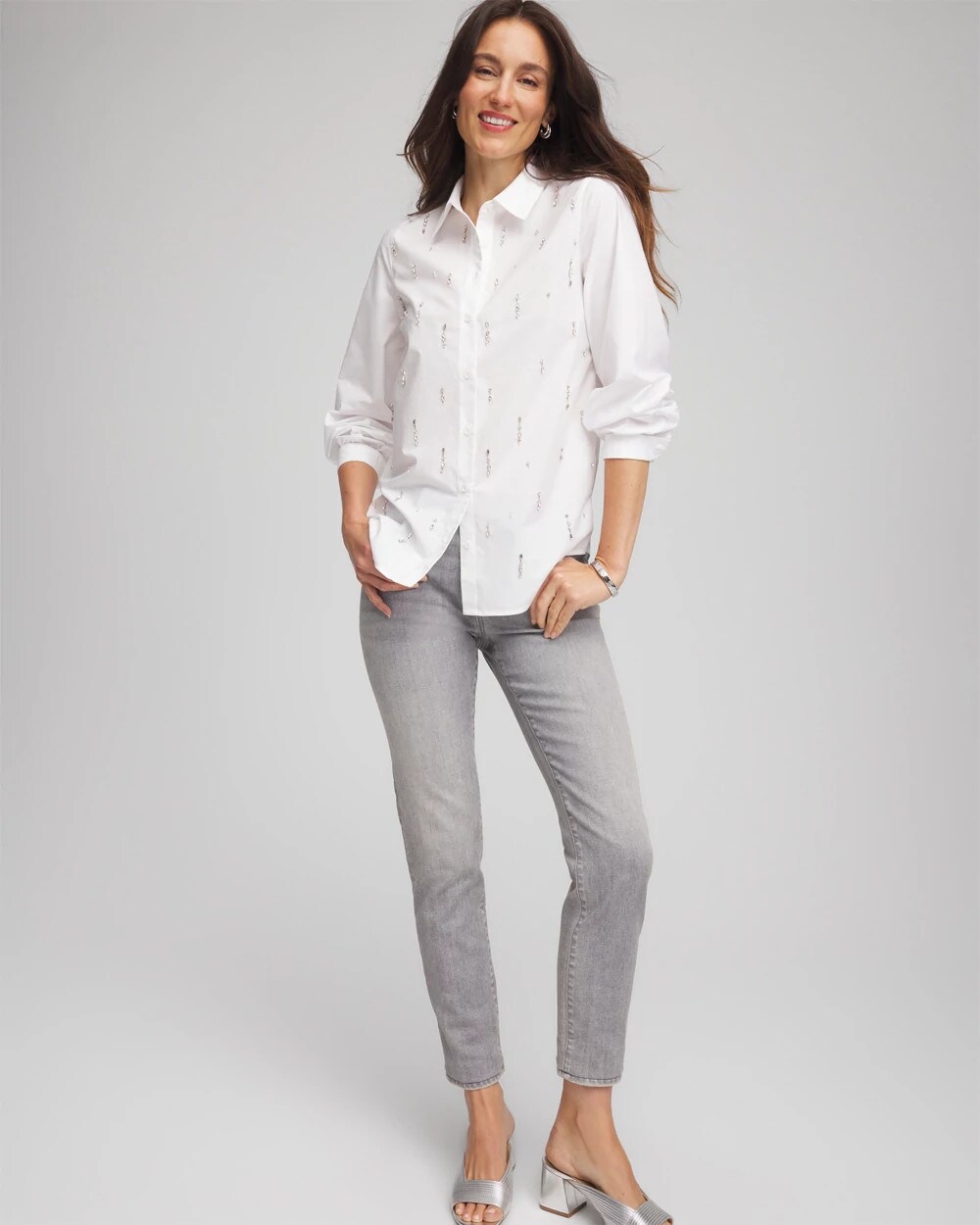 Jeweled Poplin Shirt