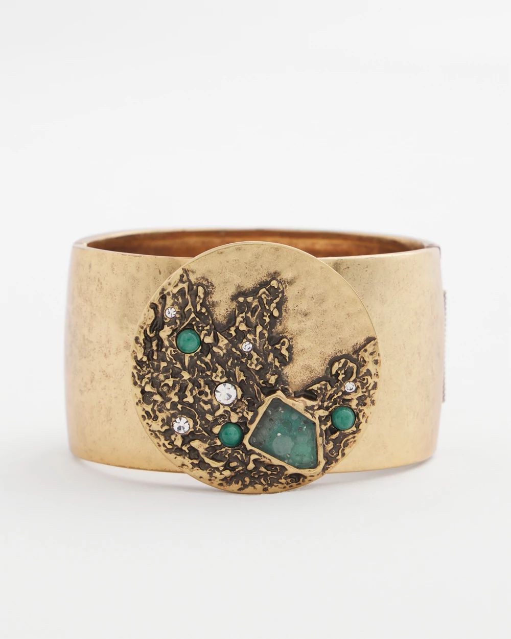 Aqua & Gold Cuff Bracelet click to view larger image.