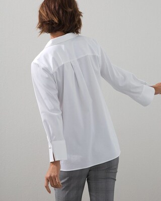 No Iron Stretch Faux Pearl Tunic