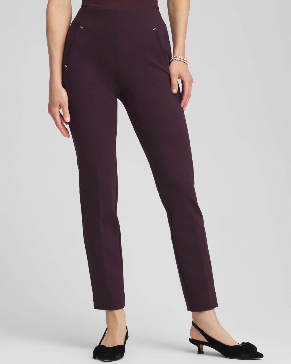 Petite Juliet Slim Trim Detail Ankle Pants