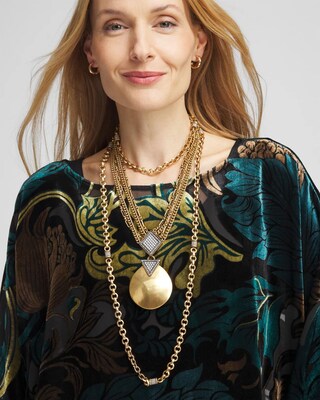Gold Tone Pavé Pendant Necklace click to view larger image.