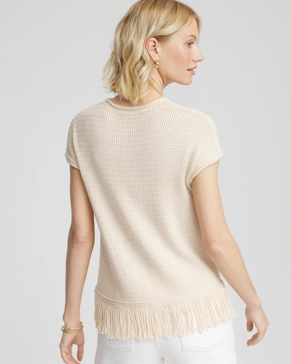 Fringe-Hem Dolman Sweater Tee