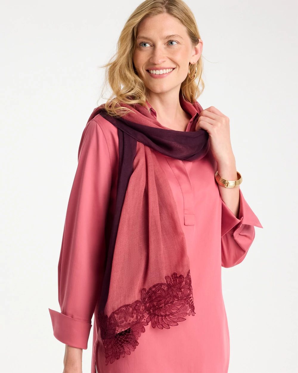 Ombre Lace Oblong Scarf click to view larger image.
