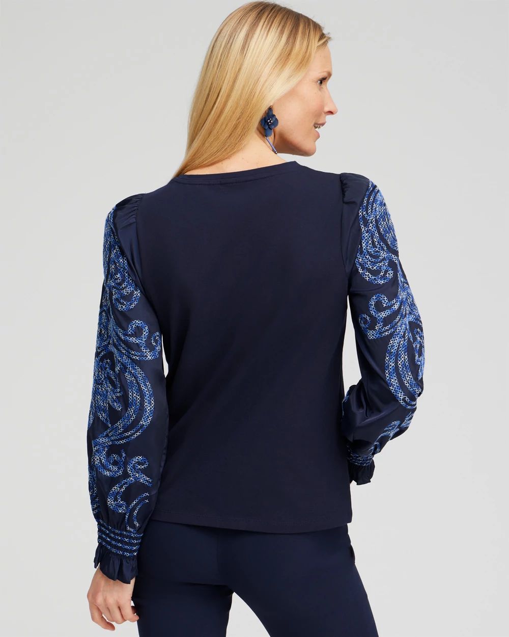 Embroidered Sleeve Top