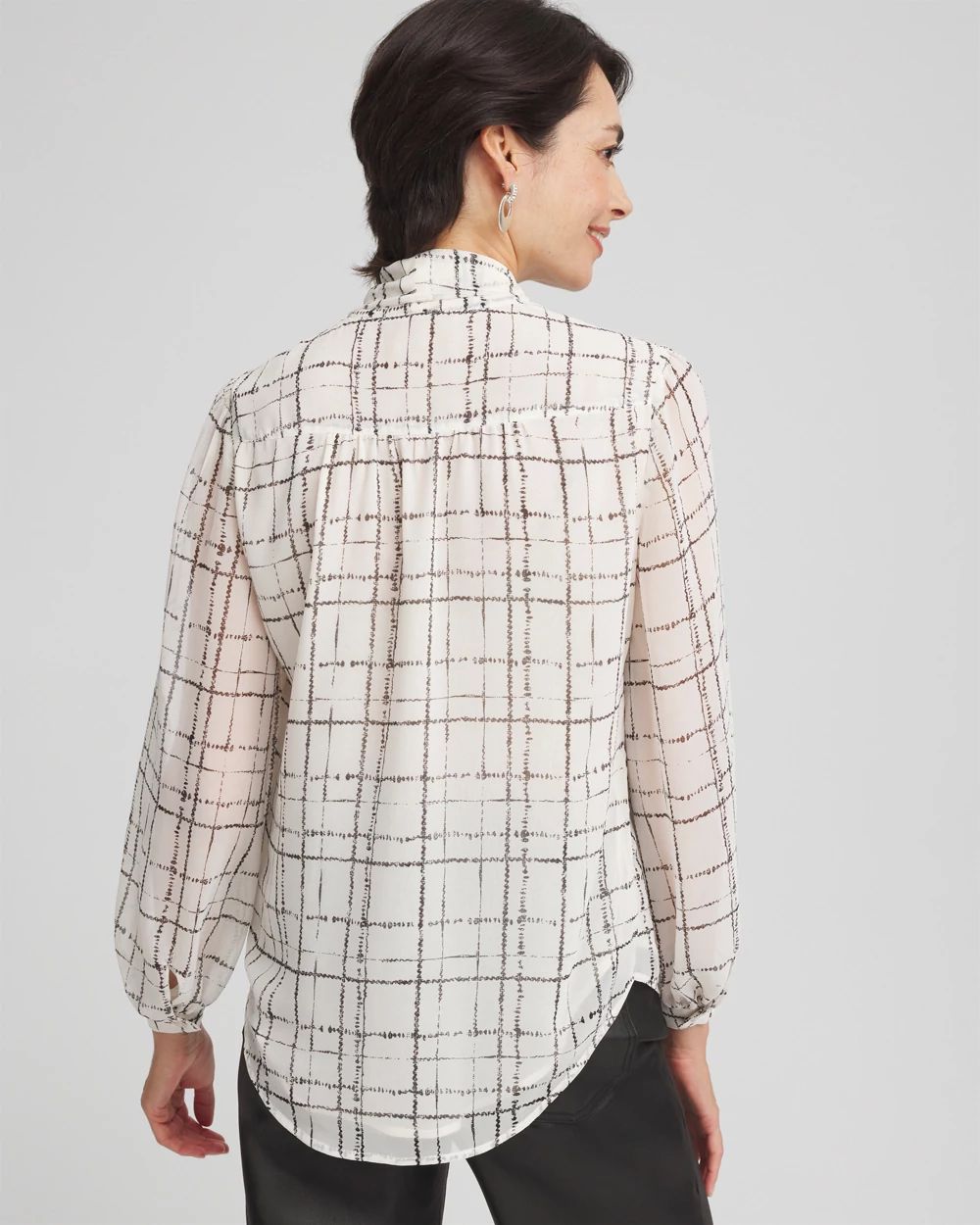 Plaid Tie Bow Blouse click to view larger image.