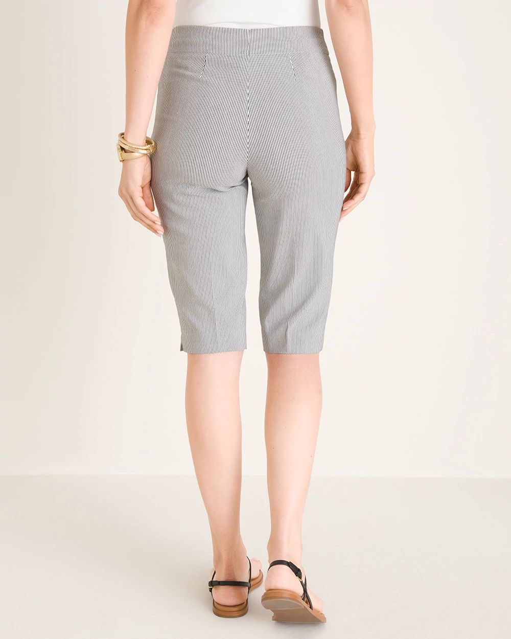 So Slimming Brigitte Pinstriped Slim Shorts- 13 Inch Inseam
