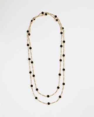 Black Enamel Round Opera Necklace