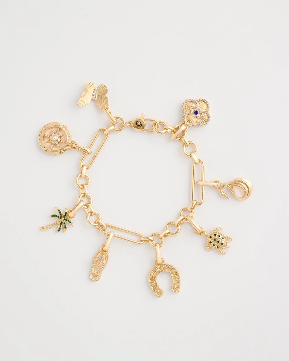 Shiny Goldtone Novelty Charm Bracelet