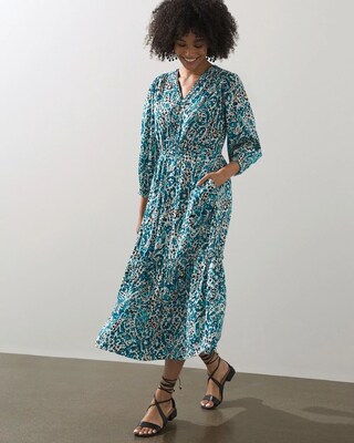 Braid Detail Paisley Midi Dress