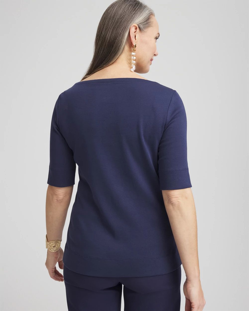 Pima Cotton Bateau-Neck Tee click to view larger image.