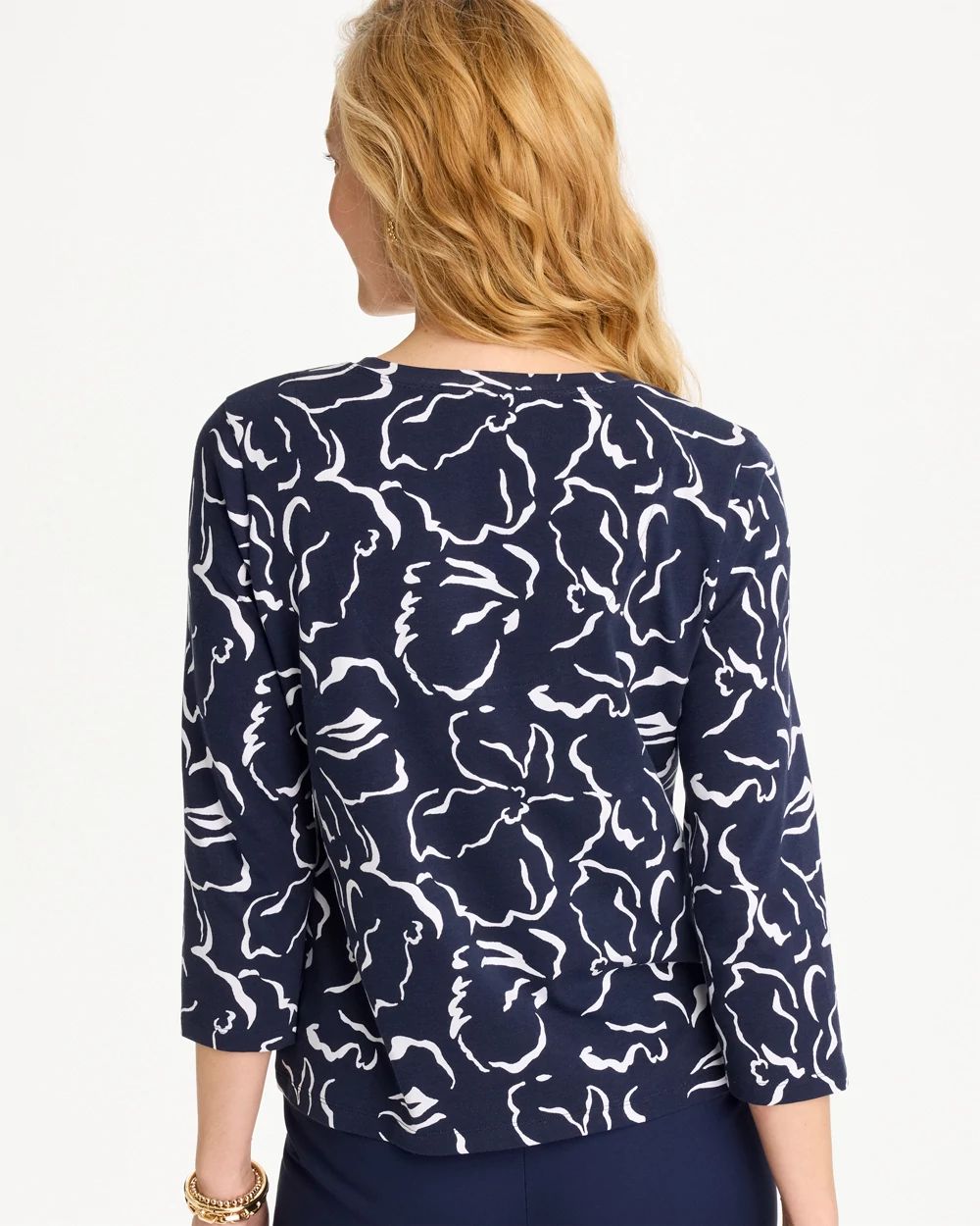 Maya Cotton Stretch 3/4 Sleeve Tee click to view larger image.