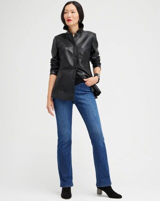 Faux Leather Applique Shacket