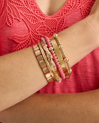 Glam Goldtone Slice Stretch Bracelet click to view larger image.